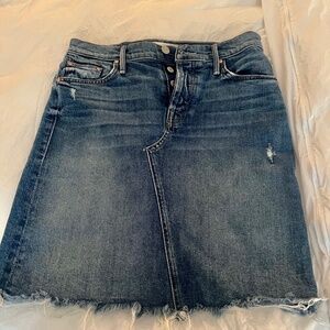 MOTHER blue denim distressed skirt